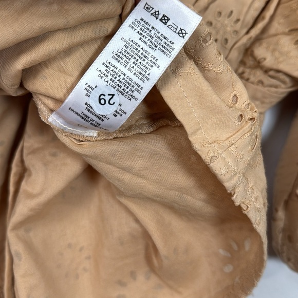 ASOS Eyelet Top NWT Women’s 4 Stone Tan Ruched Puff Sleeve Vneck Back Zipper - Picture 7 of 12